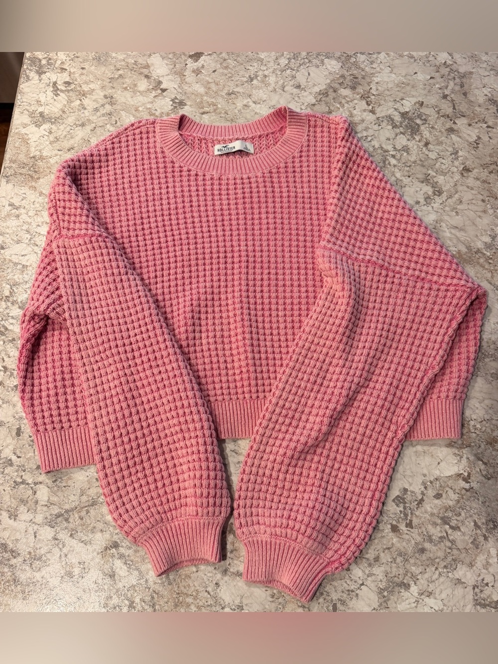 Hollister Pink Waffle Knit Crewneck Sweater Large